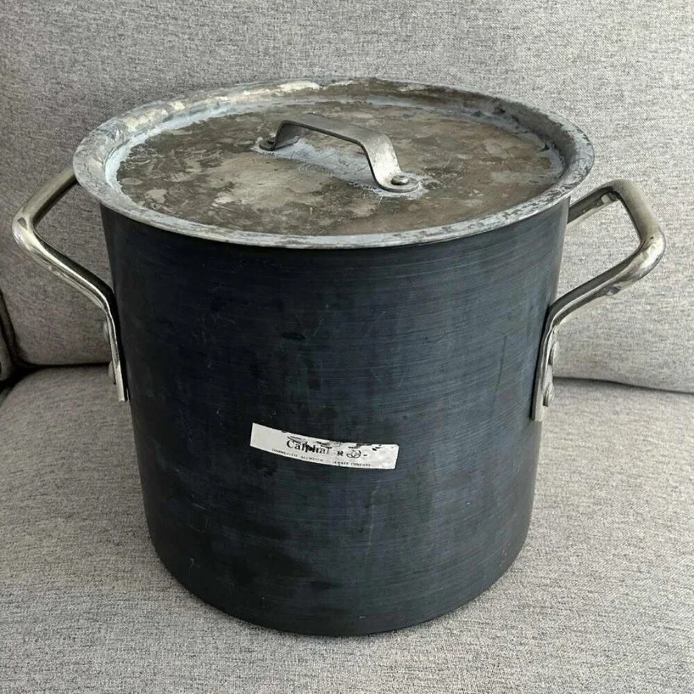Vintage Calphalon 812 12Qt Commercial Aluminum Cookware Pot + Lid